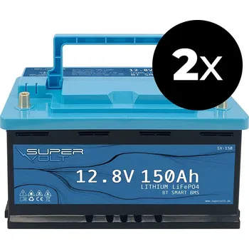 Záložní baterie SuperVolt 300Ah 12,8V Set Supervolt LiFePO4 300ah 12,8V lithiová baterie – sada 2x SX150