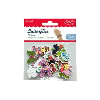 Dřevěné dekorativní knoflíky 24 ks