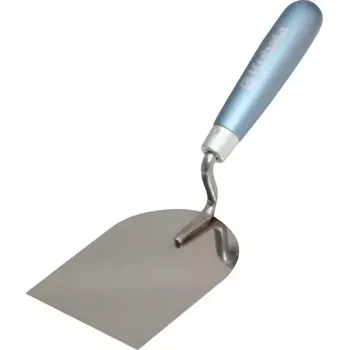 Zednická lžíce Nerezová štukatérská lžíce Kubala 0903 - 80mm, ergonomická buková lakovaná rukojeť, 0.141kg