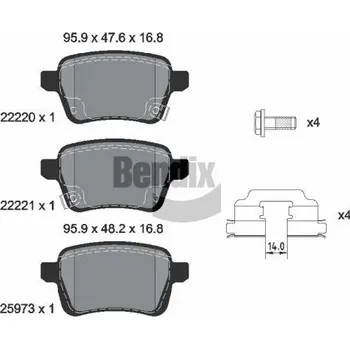 Brzdová destička Sada brzdových destiček, kotoučová brzda BENDIX Braking BPD1504