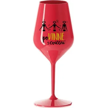 Sklenice POVINNÉ CVIČENÍ - červená nerozbitná sklenice na víno 470 ml