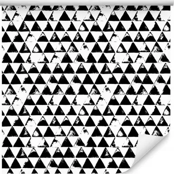 Tapeta 10m GEOMETRICKÁ tapeta černo-bílé trojúhelníky