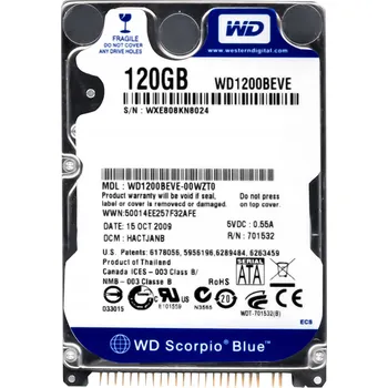 Interní pevný disk WD SCORPIO BLUE 120GB 5.4k 8MB ATA 2.5' WD1200BEVE