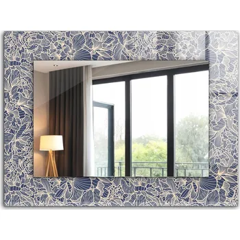 Zrcadlo Dekorativní zrcadlo na zeď s potiskem, dekor 80x60 cm - Květinový vzor látky