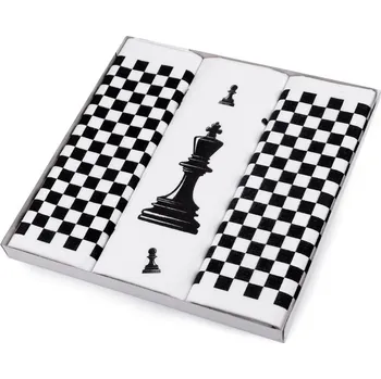 Látkový kapesník Pánský kapesník noty / dárková kazeta - 2 bílá šachy