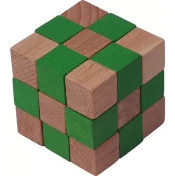 Hlavolam Dřevěný hlavolam kostka zelená velká