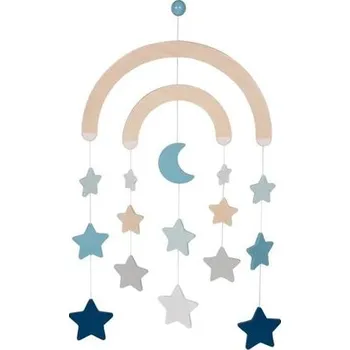 Hračka pro nejmenší Goki Závěsná ozdoba na postýlky/kočárek Hvězdičky a měsíc modrá