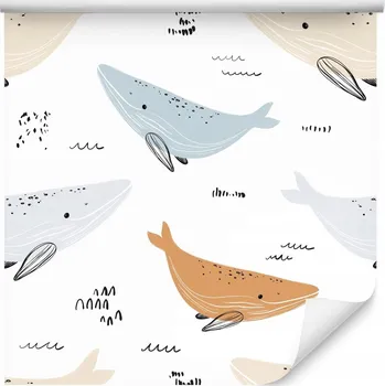 Fototapeta Dětská Tapeta Velryby Kreslený Vzor Dekorace