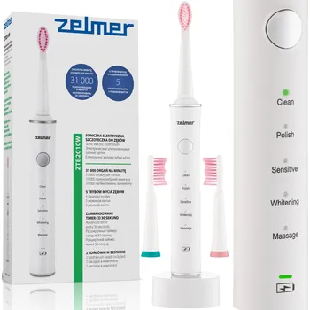 Elektrický zubní kartáček Sonický kartáček Zelmer ZTB2010W + 2 hlavice