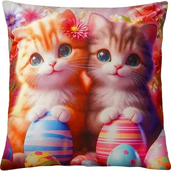 Polštář Velikonoční polštář KOČIČKY 40x40 cm Mybesthome Varianta: Povlak na polštář s výplní, 40x40 cm
