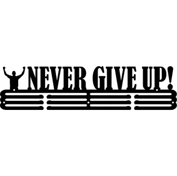 Věšák Never Give UP #2 - ČERNÝ Věšák na medaile 60cm