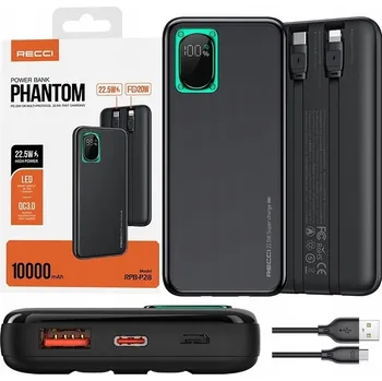 Powerbanka RYCHLÁ POWERBANKA 10000MAH 22,5W QC 3.0 PD + KABEL LIGHTNING USB-C RECCI