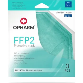 respirátor Ochranná maska FFP2 OPHARM 3 ks - TYRKYSOVÁ