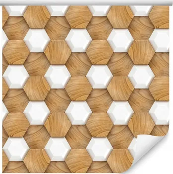 Tapeta Dřevěná tapeta mozaika 3D /771081937