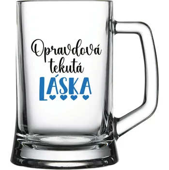 Sklenice OPRAVDOVÁ TEKUTÁ LÁSKA - pivní sklenice 0,5 l