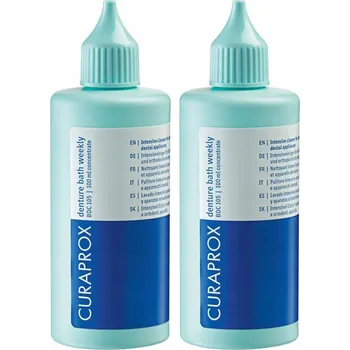 Elektrický zubní kartáček 2x Koncentrát na čištění zubních protéz Curaprox BDC 105 Weekly 100 ml