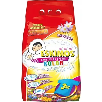 Prací prášek Eskimos Prací prášek na 60 praní 3kg obsahuje odstraňovač skvrn pro barevné prádlo