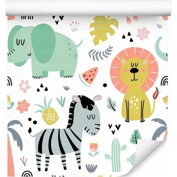 Fototapeta Tapeta pro děti DIVOKÁ ZVÍŘATA Příroda Lev Slon