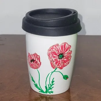Termohrnek Cestovní hrnek - vlčí mák - ručně malovaný