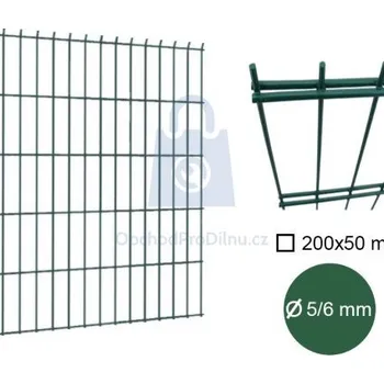 Příslušenství pro plot Dílec plotový DOUBLE, 2D, drát 5/6 mm, zelený 2500 x 1230 mm, balení 1 ks