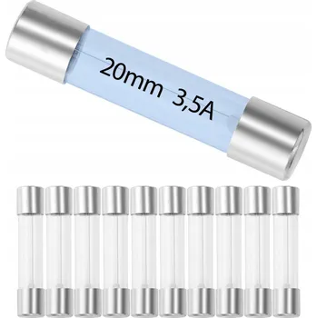 Vrták Skleněná pojistka 20mm 3.5A / 3500mA CE WETU 10 Ks. balení