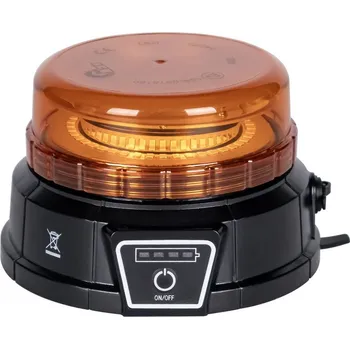 Maják KAMAR LED NABÍJATELNÝ, VÝSTRAŽNÝ MAJÁK S DÁLKOVÝM OVLADAČEM, 20W, 8 MÓDŮ, ORANŽOVÝ, 12/24V, IP65, MAGNET [ALR0058-WL-RC]
