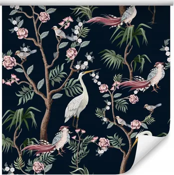 Fototapeta Tapeta do obýváku PTÁCI stromy květiny listy dekorace