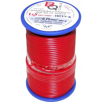 elektrický kabel Kabel LGY/H05V-K 0,75 mm2 25 m Červený (Červený vodič)