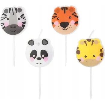 Dortová svíčka SVÍČKY NA DORT ZVÍŘÁTKA ZOO SAFARI - 4 KUSY - 604