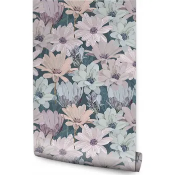 Tapeta Tapeta s květinovým motivem, retro rostliny, příroda do obývacího pokoje