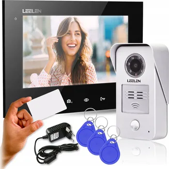 VIDEODOMOFON brána ČTEČKA interkom + klíčenky 7" SET RFID monitor