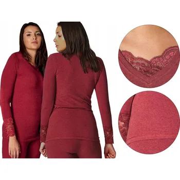 Dámské tričko Hřejivé bavlněné dámské tričko s krajkou L