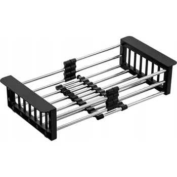 Odkapávač na nádobí Černý Teleskopický Odkapávač na Nádobí do Dřezu, Kuchyňský Odkapávač