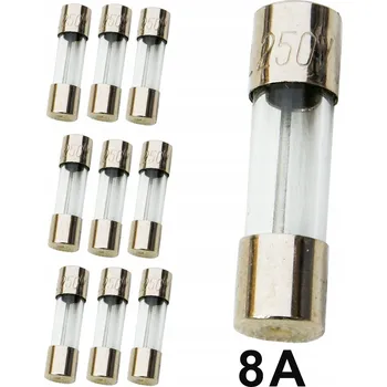 Autopojistky 10x Skleněná pojistka TV WTA 8A 20mm 10 Ks LED