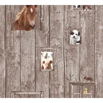 Tapeta DĚTSKÁ TAPETA ZVÍŘATA NA FARMĚ STATEK