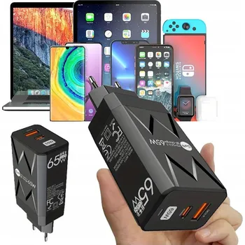 SUPER RYCHLÁ SÍŤOVÁ NABÍJEČKA 3.0 PRO TELEFON GaN USB PD+QC VÝKONNÁ 65W