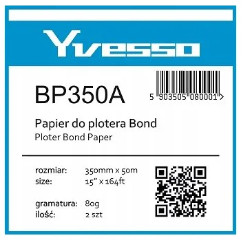 Papír pro tiskárny Papír v roli pro plotr Yvesso Bond 350 mm x 50 m, 80 g/m²