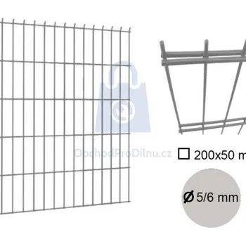 Příslušenství pro plot Dílec plotový DOUBLE, 2D, drát 5/6 mm, pozinkovaný 2500 x 1030 mm, balení 1 ks