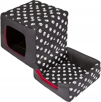 Pelíšek pro psa Pelíšek 2 v 1, obdélníkový pelíšek se stříškou 38x38 cm