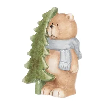 Medvěd se stromkem, keramická dekorace. (cs)