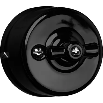 vypínač Keramický vypínač na omítku zvonek ANTICA černý