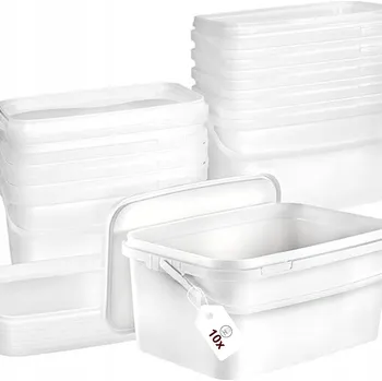 Dóza na potraviny Obdélníkové vědro 10x 5L na potraviny BÍLÉ