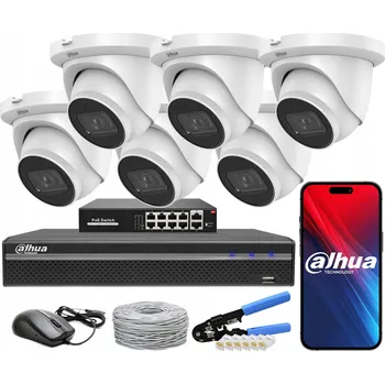 Bezpečnostní kamera Monitorovací sada Dahua, 6 kamer 4Mpx IPC-HDW2441TM-S-0280B PoE