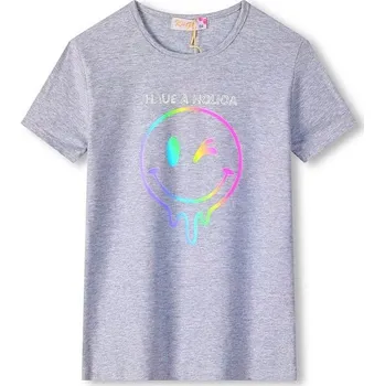 DÍVČÍ TRIČKO SMAJLIK KC2305 VELIKOSTI 134-164 Velikost: 146, Barva: Šedá