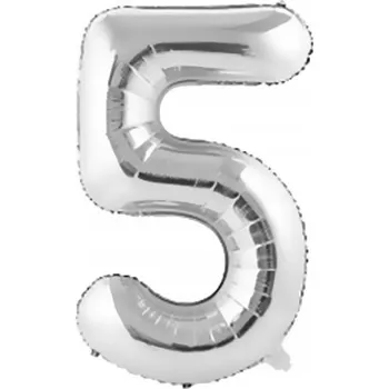 Balónek Fóliový balónek ČÍSLICE 5 STŘÍBRNÝ 32" 67 cm