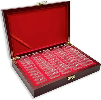 BMD MHG-50BL dřevěná kazeta etue na mince 50 pozic mahagon