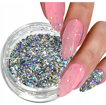 Přípravek na nehty Třpytky na nehty ozdoba dekorace konfety PIXEL efekt pixelů