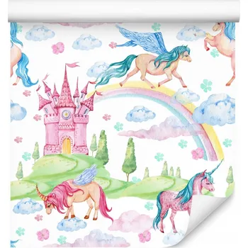 Fototapeta Tapeta pro holčičku DUHA Zámek Obláčky Příroda