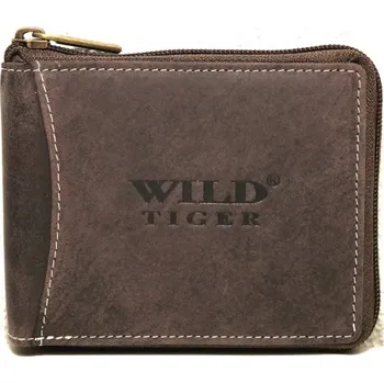 Peněženka Tmavěhnědá pánská kožená peněženka Wild Tiger podélná