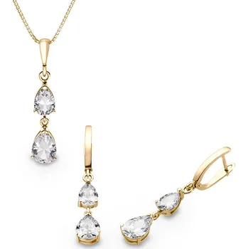 Souprava šperků Souprava náušnic a přívěšku ze žlutého zlata se zirkony 914.91